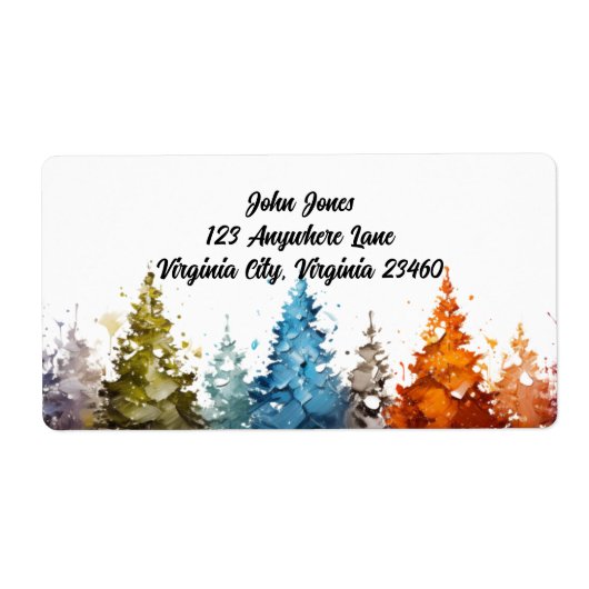 Wasserfarben-Bäume geben das Adressetikett zurück (Vorne)