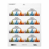 Wasserfarben-Bäume geben das Adressetikett zurück (Vorne)