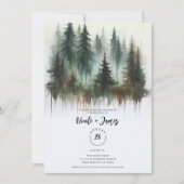 Wasserfarben Bäume Rustikale Hochzeit der Wildnis Einladung (Vorderseite)