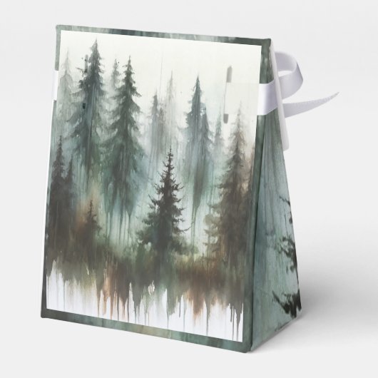 Wasserfarben Bäume Rustikale Hochzeit der Wildnis Geschenkschachtel (Rückseite)