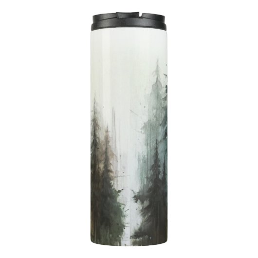 Wasserfarben Bäume Rustikale Hochzeit der Wildnis Thermosbecher (Rückseite)