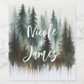 Wasserfarben Bäume Rustikale Hochzeit der Wildnis Weinetikett (Einzelnes Label)