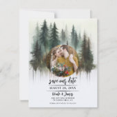 Wasserfarben Bäume Rustikale Wildnis Save the Date Einladung (Vorderseite)