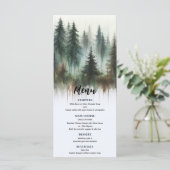 Wasserfarben Bäume Rustikales Hochzeitmenü Menükarte (Stehend Vorderseite)