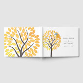 Wasserfarben-Bäume-Wassertropfen Monogramm-Hochzei Gästebuch (Voll)