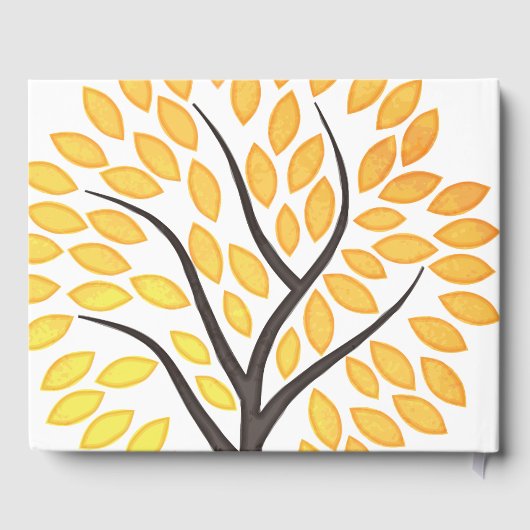 Wasserfarben-Bäume-Wassertropfen Monogramm-Hochzei Gästebuch (Rückseite)