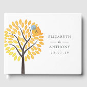 Wasserfarben-Bäume-Wassertropfen Monogramm-Hochzei Gästebuch (Vorderseite)