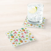 Wasserfarben-Baumuster Glasuntersetzer (Schrägansicht)