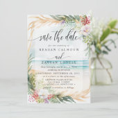 Wasserfarben Beach Hochzeitkarte Save the Date Einladung (Stehend Vorderseite)