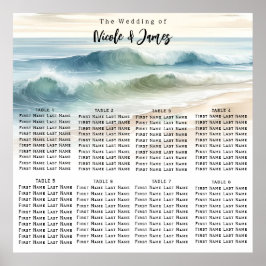 Wasserfarben Beach Waves Hochzeitsdiagramm Poster
