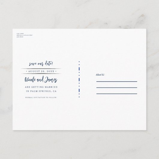 Wasserfarben Beach Waves Küste Save the Date Ankündigungspostkarte (Rückseite)