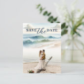 Wasserfarben Beach Waves Küste Save the Date Ankündigungspostkarte (Stehend Vorderseite)
