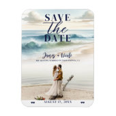 Wasserfarben Beach Waves Küste Save the Date Foto Magnet (Vertikal)