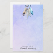 Wasserfarben Beads 'n Feathers on Bluish Lila Briefpapier (Vorne/Hinten)