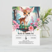 Wasserfarben bearbeitbar Hirsche Girl Geburtstag Einladung (Stehend Vorderseite)