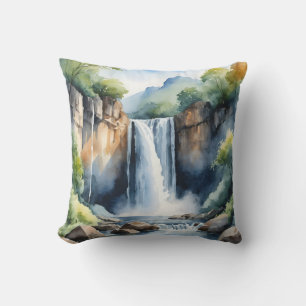 Wasserfarben bemalter Wasserfall Kissen