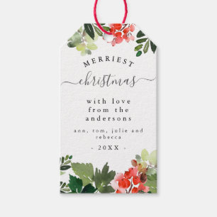 Wasserfarben Berries Grüne Merriest Weihnachten Geschenkanhänger