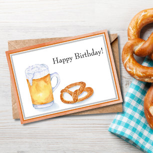 Wasserfarben Bier & Brezel Alles Gute zum Geburtst Karte