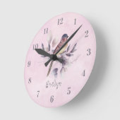 Wasserfarben-Bird-Girlaname Acrylmauer-Uhr Runde Wanduhr (Winkel)