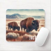 Wasserfarben-Bison auf den Ebenen Personalisiert Mousepad (Mit Mouse)