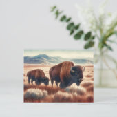 Wasserfarben-Bison auf den Ebenen Postkarte (Stehend Vorderseite)