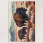 Wasserfarben-Bison auf den Ebenen Puzzle (Vertikal)