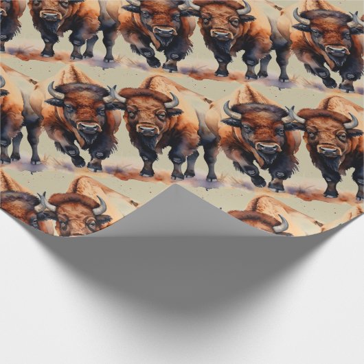 Wasserfarben Bison Buffalo Art Geschenkpapier (Ecke)
