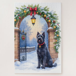 Wasserfarben-Black-Russian-Terrier-Eisentor-Weihna Puzzle