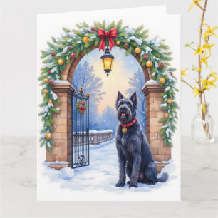 Wasserfarben-Black-Russian-Terrier-Eisernes-Christ Karte