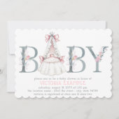 Wasserfarben Bläserbaby Girl Dusche Einladungen (Vorderseite)