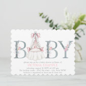 Wasserfarben Bläserbaby Girl Dusche Einladungen (Stehend Vorderseite)