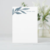 Wasserfarben Blätter blau elegant danke Ihnen (Stehend Vorderseite)