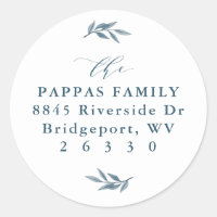 Wasserfarben-Blätter - blaues Rücksendezeichen