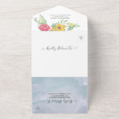 Wasserfarben Blätter Blume Botanische Hochzeit RSV All In One Einladung (Außenbereich)