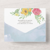 Wasserfarben Blätter Blume Botanische Hochzeit RSV All In One Einladung (Rückseite)