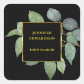 Wasserfarben-Blätter botanisches berufliches Etike Quadratischer Aufkleber (Vorderseite)