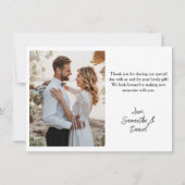 Wasserfarben-Blätter Foto Hochzeit Dankeskarte (Rückseite)