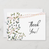 Wasserfarben-Blätter Foto Hochzeit Dankeskarte (Vorderseite)