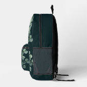 Wasserfarben-Blätter-Monogramm und Name Bedruckter Rucksack (Rechts)