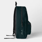 Wasserfarben-Blätter-Monogramm und Name Bedruckter Rucksack (Links)