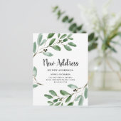 Wasserfarben-Blätter Neue Ankündigung zur Adressen Postkarte (Stehend Vorderseite)