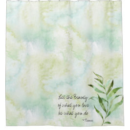 Wasserfarben-Blätter Rumi Zitat Duschvorhang