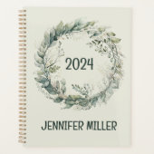 Wasserfarben-Blätter und Blume Planer (Vorderseite)