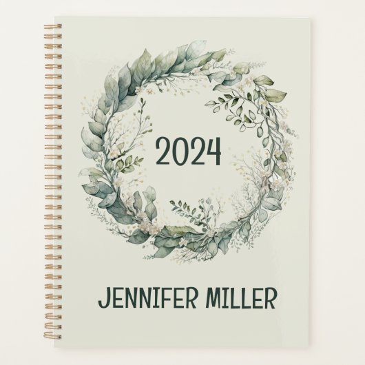 Wasserfarben-Blätter und Blume Planer (Vorderseite)