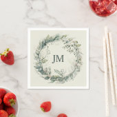 Wasserfarben-Blätter und Blume Serviette (Beispiel)