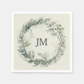 Wasserfarben-Blätter und Blume Serviette (Vorderseite)