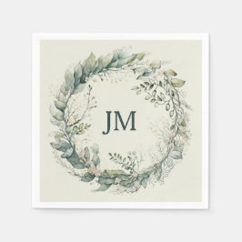 Wasserfarben-Blätter und Blume Serviette