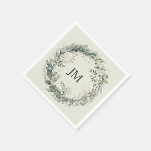 Wasserfarben-Blätter und Blume Serviette (Ecke)