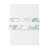 Wasserfarben, blau floral Elegante Hochzeit Gold Einladungsbanderole (Rückseitenbeispiel)