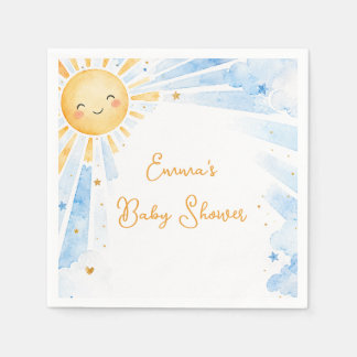 Wasserfarben Blau & Gold Baby Boy Baby Shower Serviette